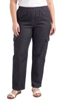 Women's Lightweight Elastic Stretch Waist Casual Denim Pull-on Cargo Pants