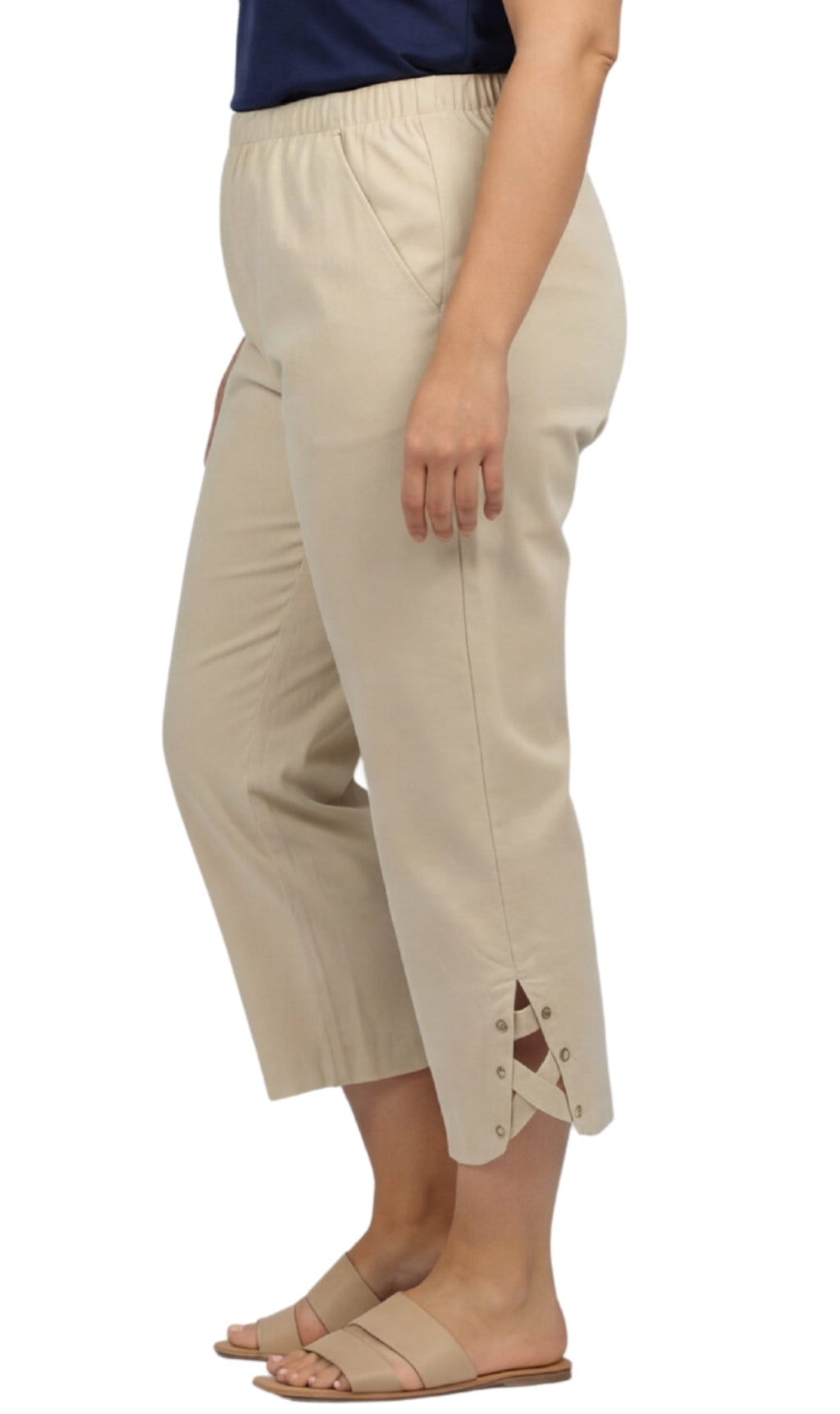 Women’s Lightweight Capris with Studded Hem Detail