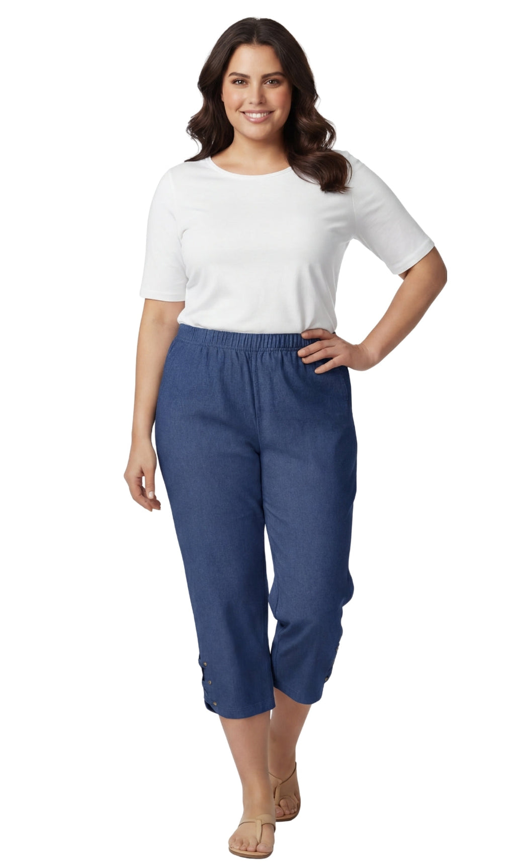 Women’s Lightweight Capris with Studded Hem Detail
