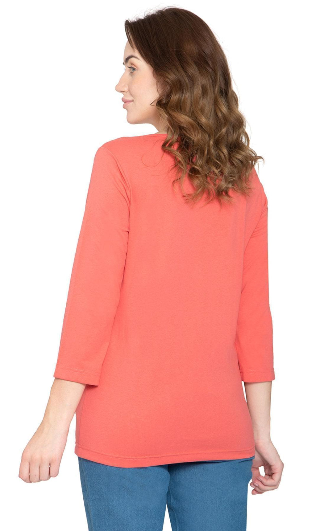Women's 3/4 Sleeve Crew Neck Top – Comfortable Jer