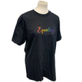 Hand Printed Unisex Large Equality Rainbow Pride Cotton Crew Short Sleeve Tee