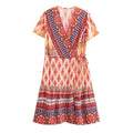 Women Printed Fresh High Waist Short Sleeve Dress
