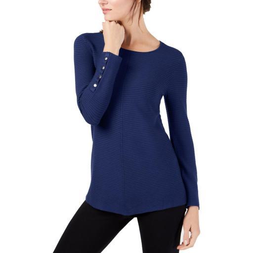 Alfani Ribbed Snap-Detail Sweater