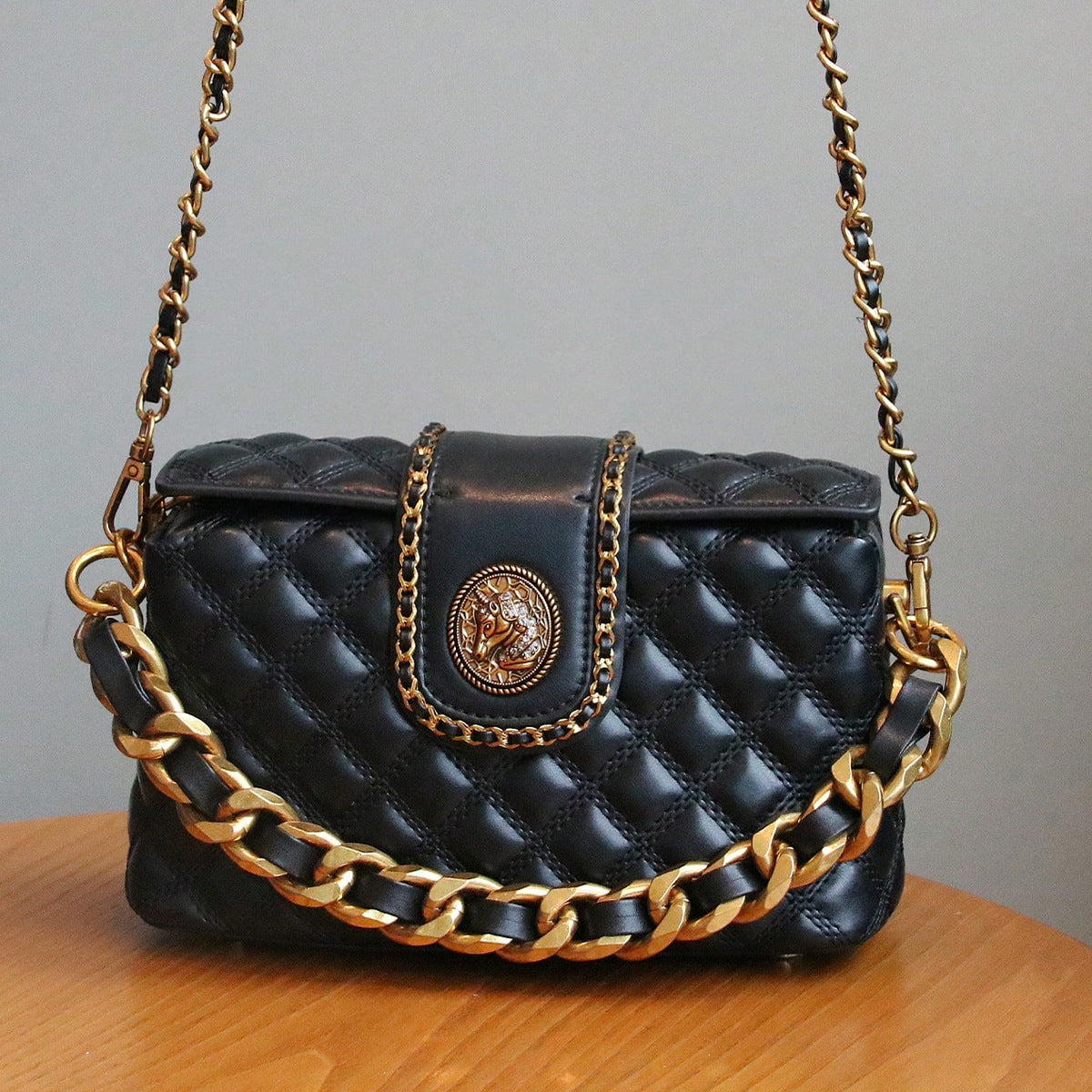 Diamond-Quilted Chain Crossbody Bag - Premium PU Leather Shoulder Bag with Chain Strap | Sarah Express