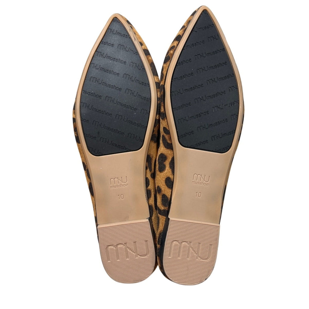 New Musshoe Womens Size 10 Brown Leopard Spot Pointy Toe Slide On Flat Shoes