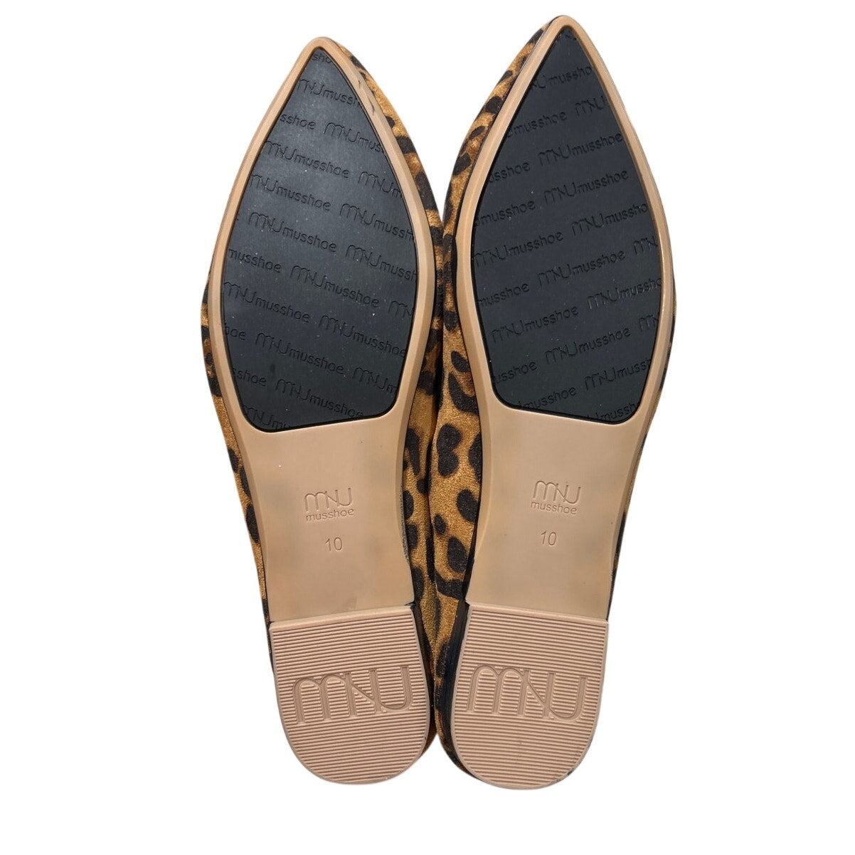 New Musshoe Womens Size 10 Brown Leopard Spot Pointy Toe Slide On Flat Shoes