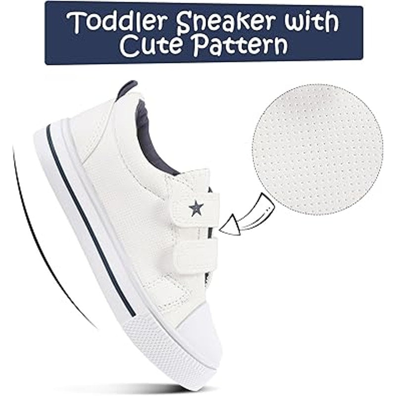 K KomForme Little Kid Size 12 White Basic Double Hook Loop Strap Sneaker Shoes