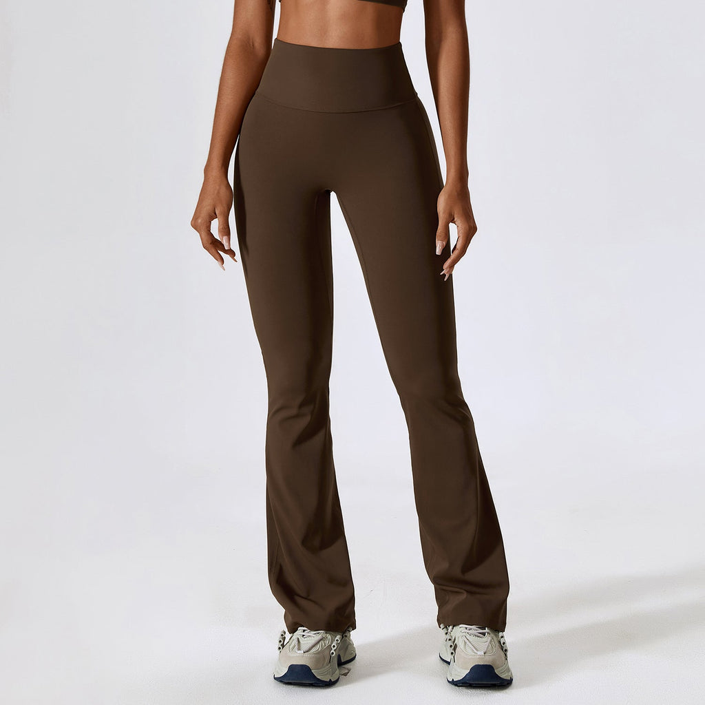 Sollinarry Wide Leg Tight Nude Feel Hip Lifting Yoga Bell Bottom Pants Dance High Waist Bootcut Casual Sports Pants
