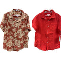2 New Cat & Jack Boys Medium (8) Short Sleeve Floral Melon Button Up Shirts