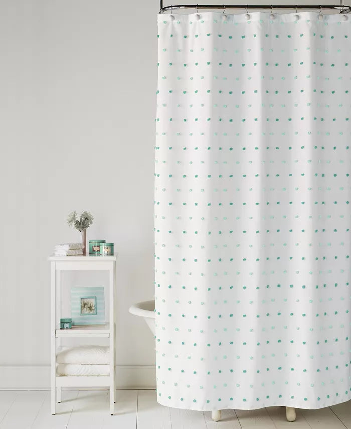 Saturday Knight Neutral Nuances Colorful Dots Shower Curtain, One Size, Blue