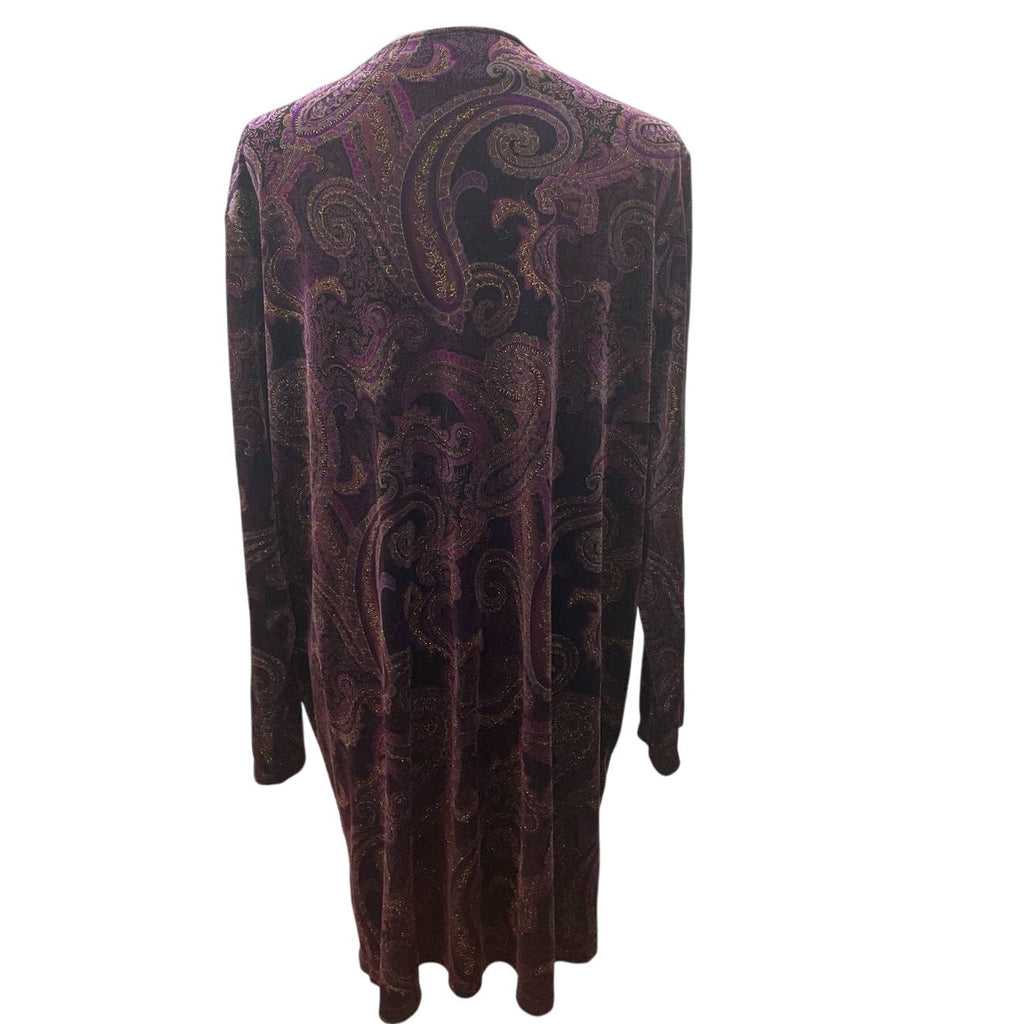 Mirasol XL Polyester Blend Velour Glitter Paisley Long Sleeve One Button Jacket