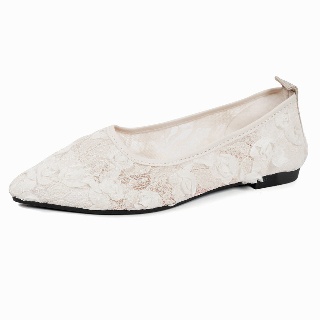 Women's Floral Pointed-Toe Flat Loafers - Slip-On Casual Shoes