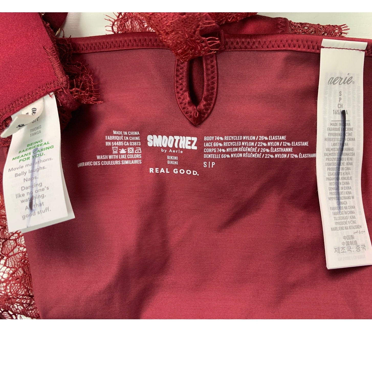 New Aerie Womens Small Wire Free Padded Back Clasp Bra Lace Bikini Underwear Set