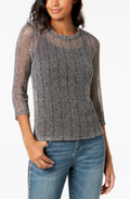 I.n.c. Women's Petite Sequin Knit Top, Size PL
