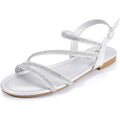 New Idifu Womens Size 10 Silver Rhinestone Sparkle Open Toe Buckle Strap Sandals