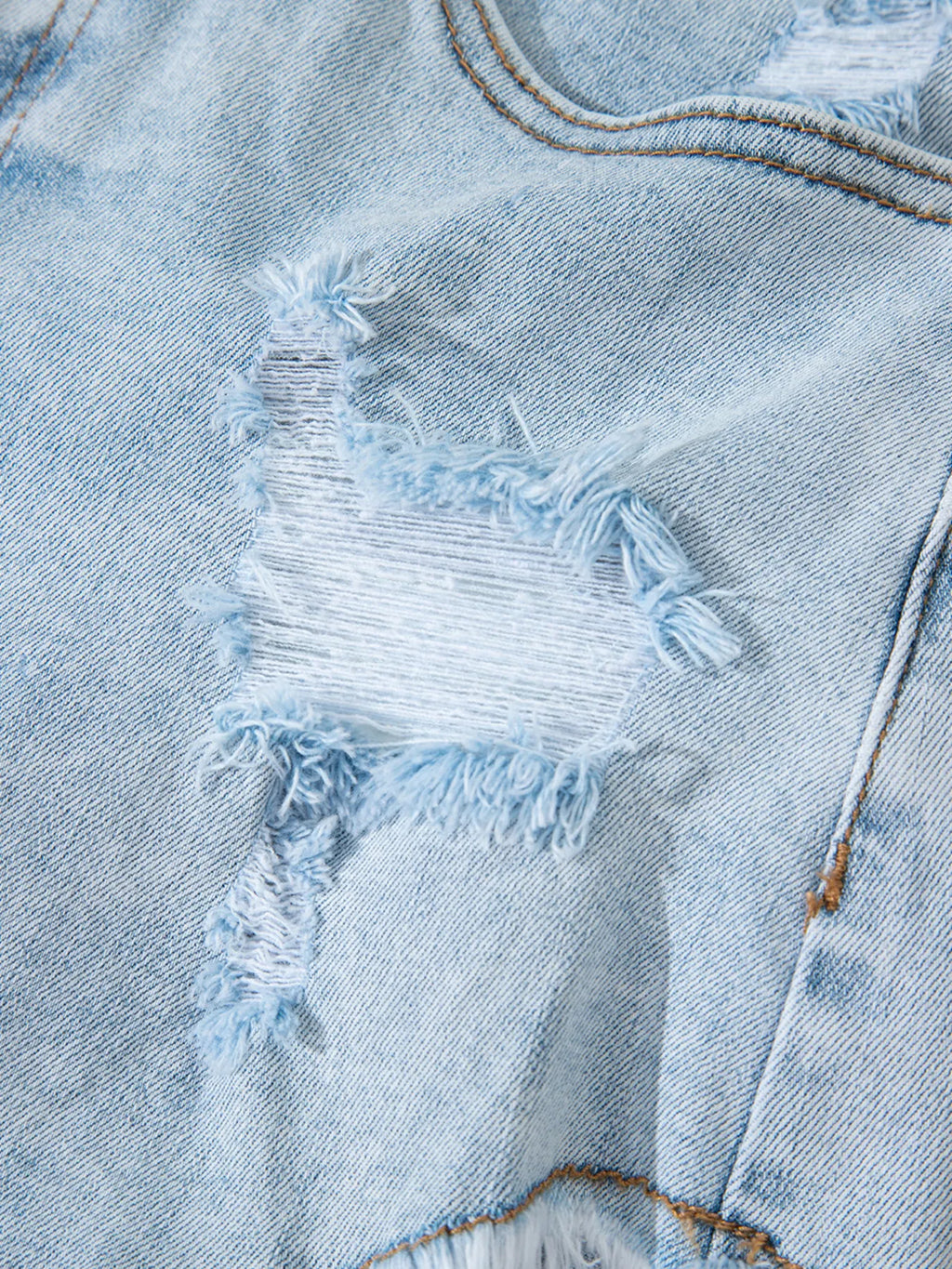 High Rise Distressed Raw Hem Denim Shorts