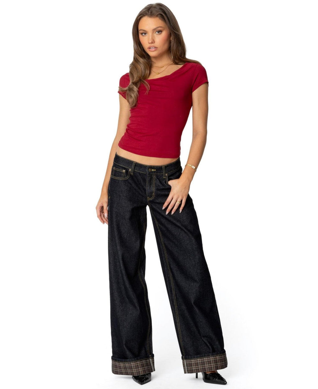 Edikted Javi Cowl Neck Top, Medium