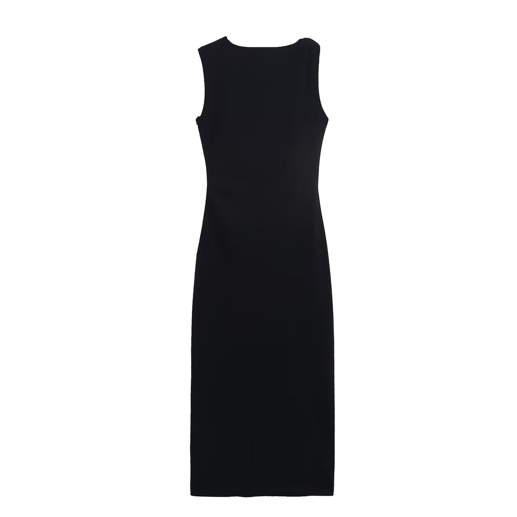 Women Clothing Design Metal Inlaid Slim Asymmetric Dress