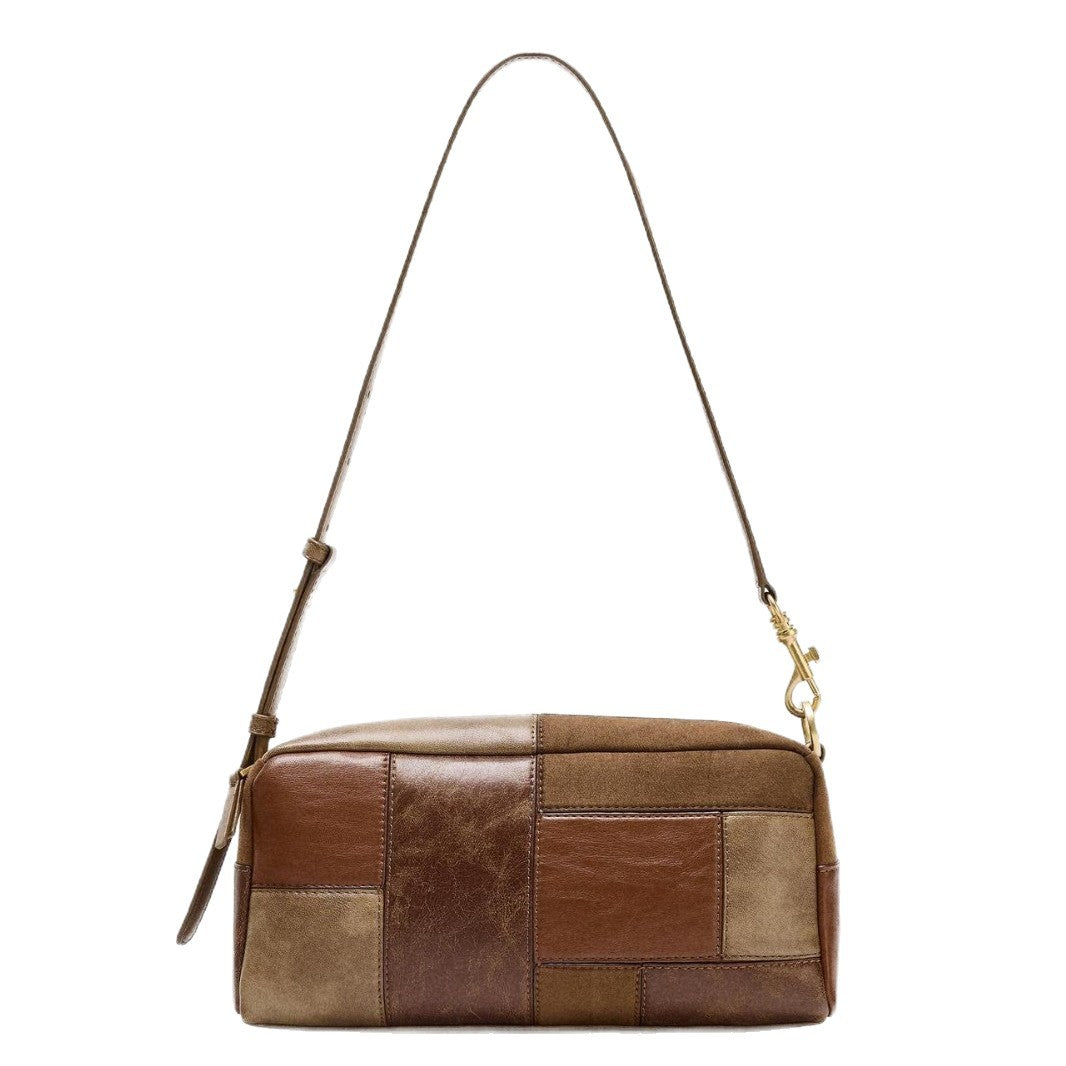 Color-Block Patchwork Retro Shoulder Bag & Clutch | Women's Fashion Bag