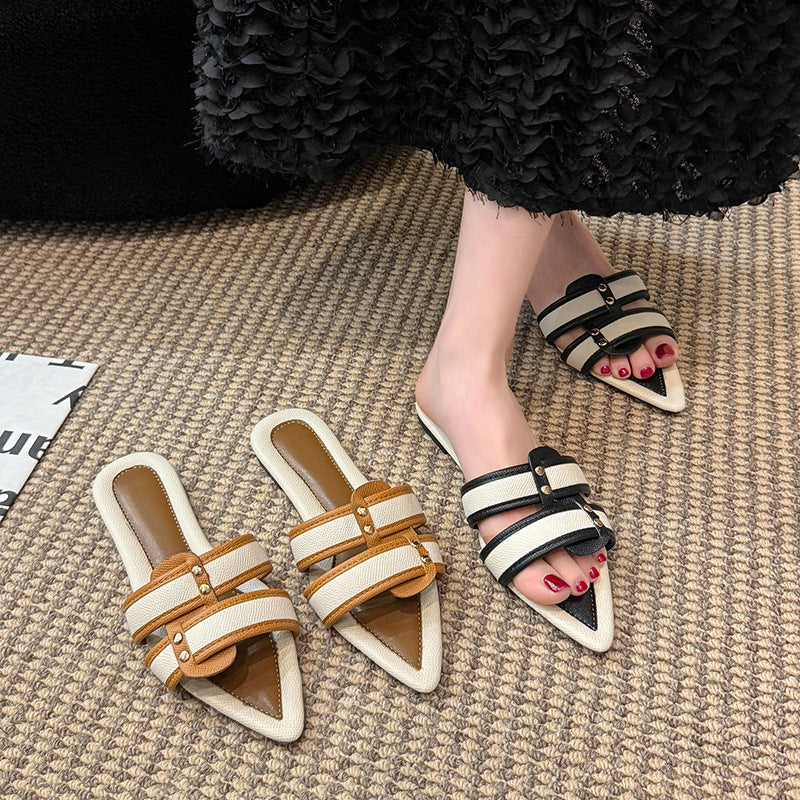 Women's Slip-On Lazy Slippers | Breathable Lightweight Color Block Slides