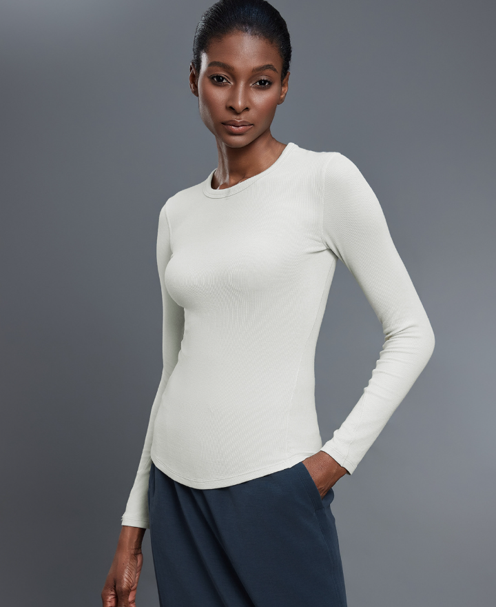 Soft Skin Friendly Sports T shirt Women Elastic Slim Fit Slimming Fitness Yoga Wear Long Sleeved Top