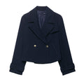 Women Clothing Stylish Simple Double Breasted Short Coat