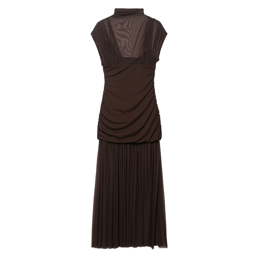 Summer Floral Ribbon Silk Net Stitching Dress