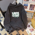 Internet Celebrity Dark Thickened Composite Sweater Women Niche round Neck All Matching Washed Worn Loose Top