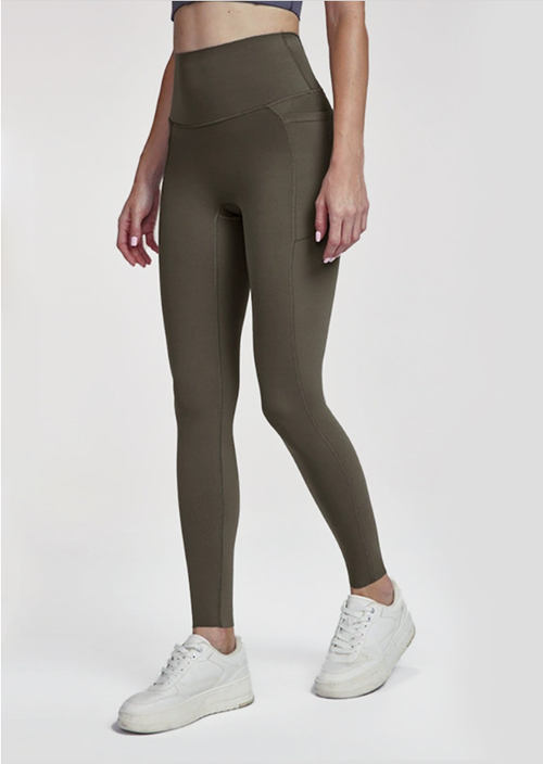 Antibacterial Yoga Trousers Women Skin Friendly Nude Feel High Waist Workout Leg Cut Peach Hip Sports Pants