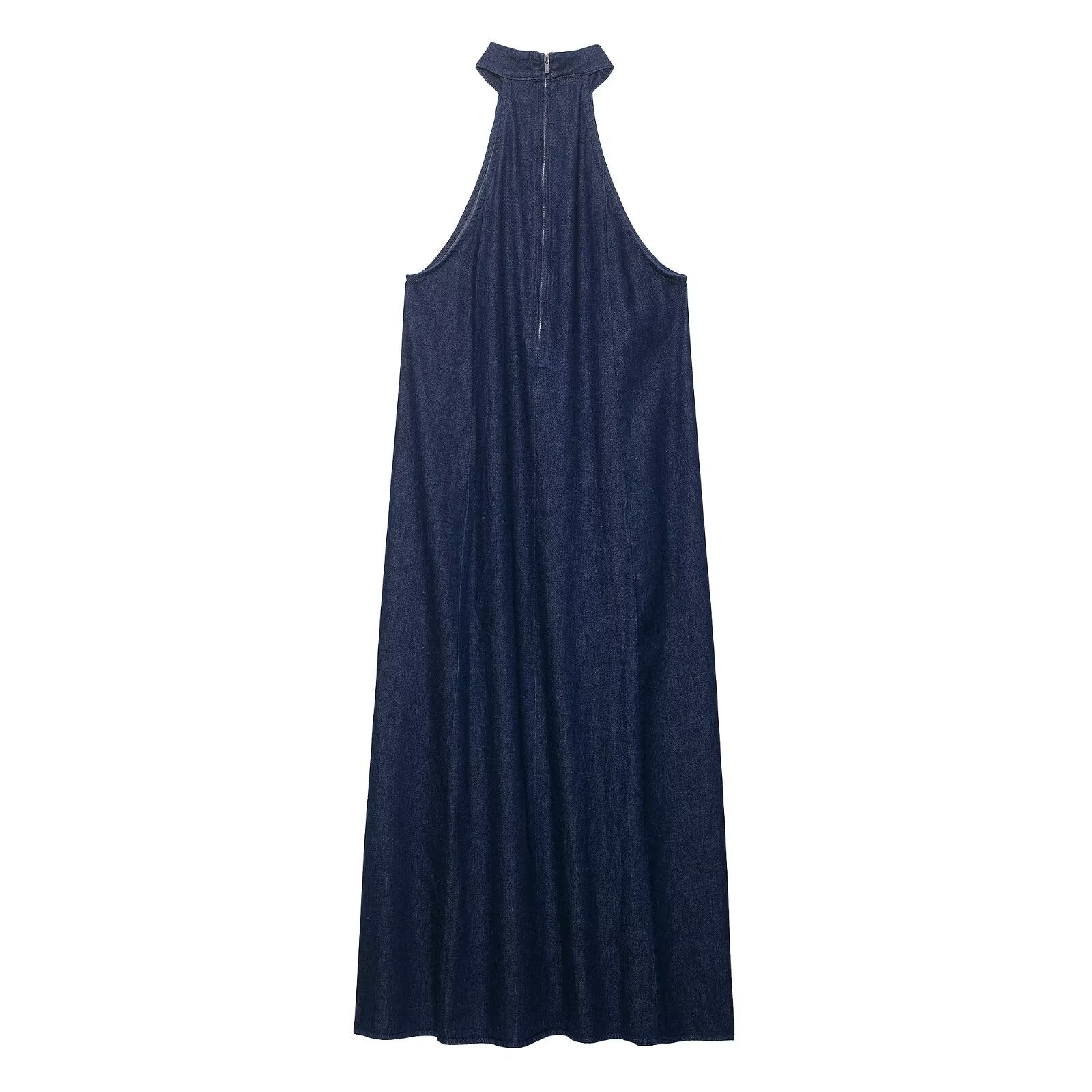 Autumn Casual Women Clothing Hanging Collar Denim Dress