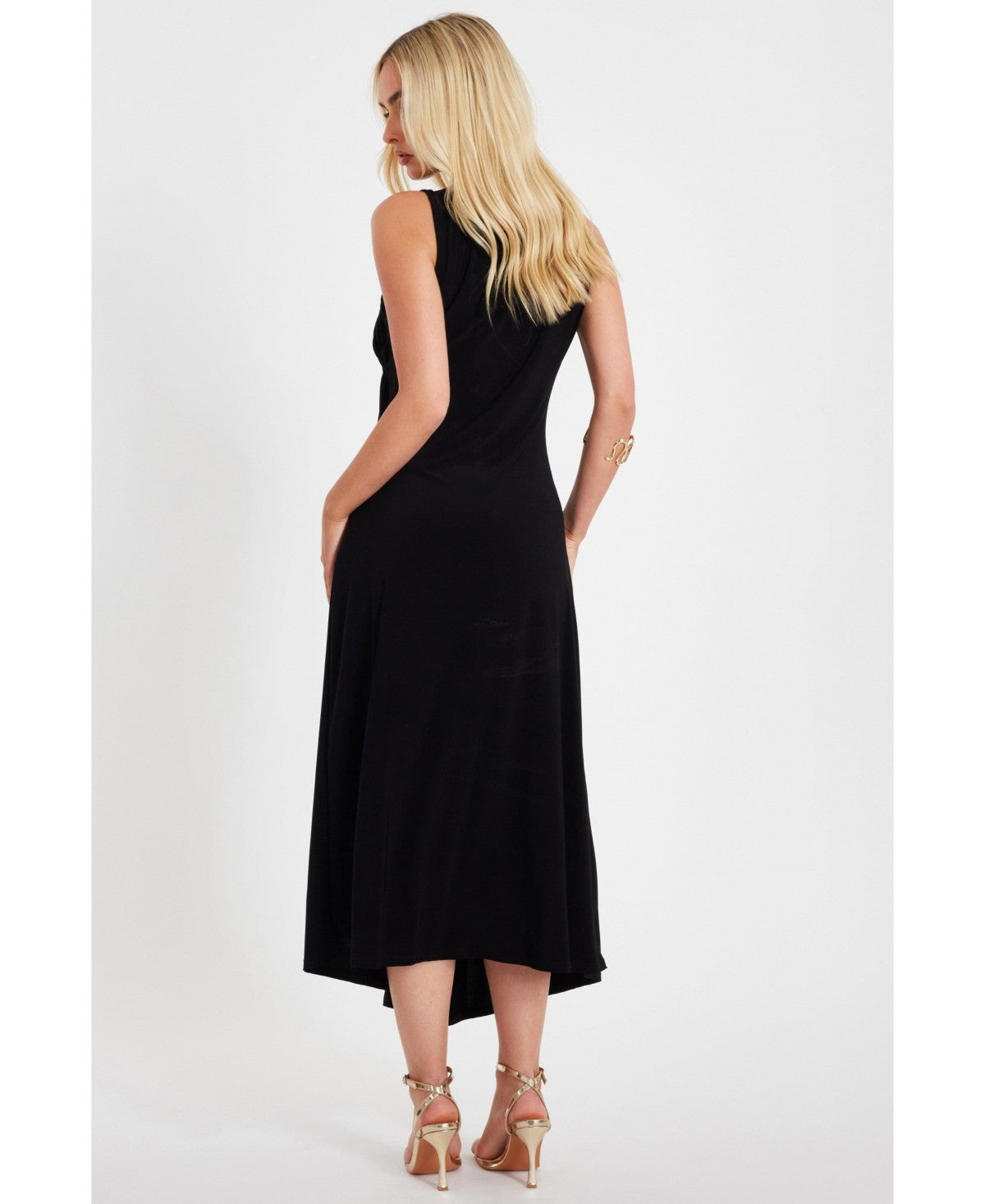 Quiz Womens Ity Ruched Detail MIDI Dress - Black, Size 14