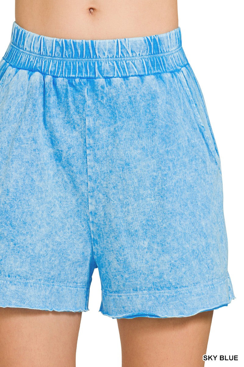 Zenana Halo Snow Washed Boxy Top & Shorts Set