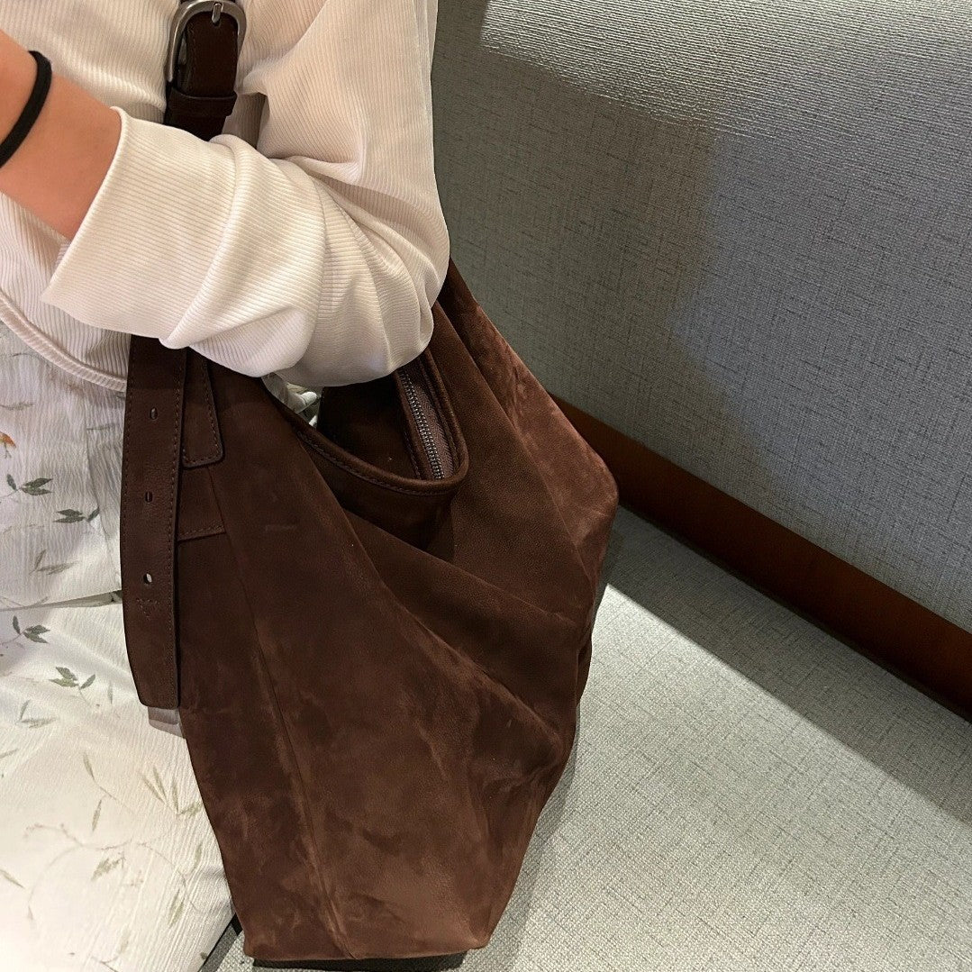 Women's Genuine Leather Single-Shoulder Bag – Matte Full-Grain Cowhide Crossbody Handbag