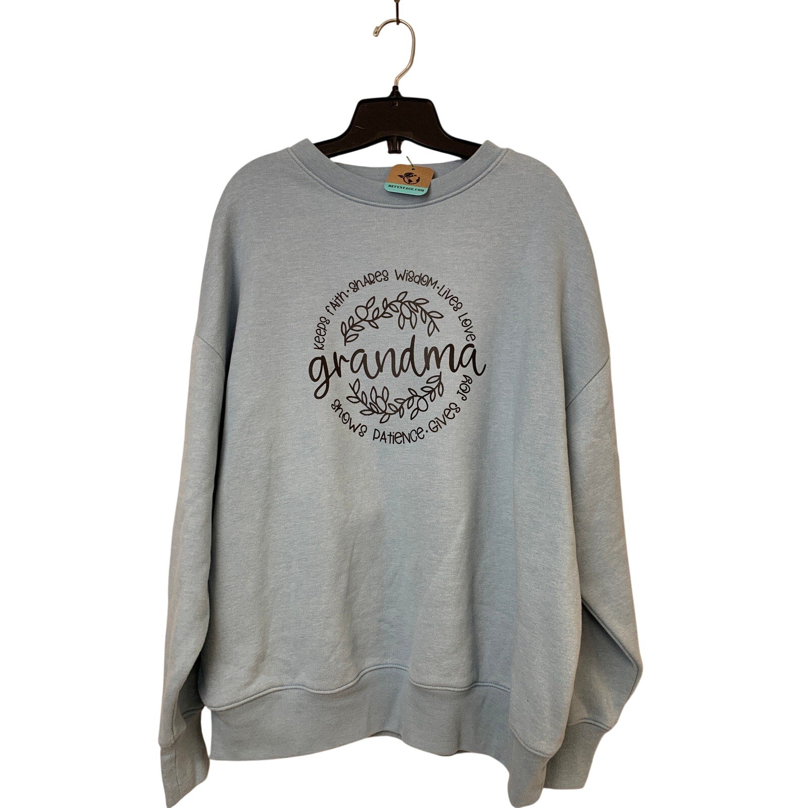 New Hand Printed Womens Medium Grandma Love Joy Patience Long Sleeve Sweatshirt