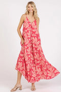 Mittoshop Printed V-Neck Maxi Cami Dress with Pockets