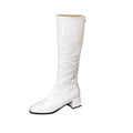 Women's Chunky Heel Square Toe Over-the-Knee Boots – PU Leather Back Zipper Thigh High Boots