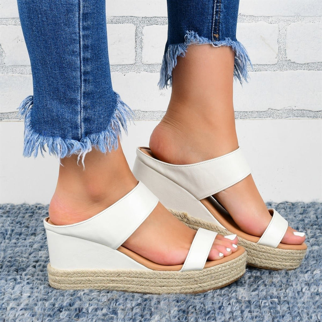 Women's Cutout Wedge Sandals | Hollow Platform Heels PU Upper