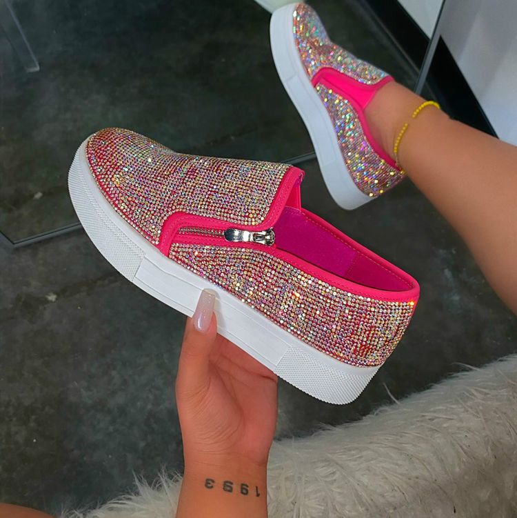 Rhinestone Flat Slip-On Shoes