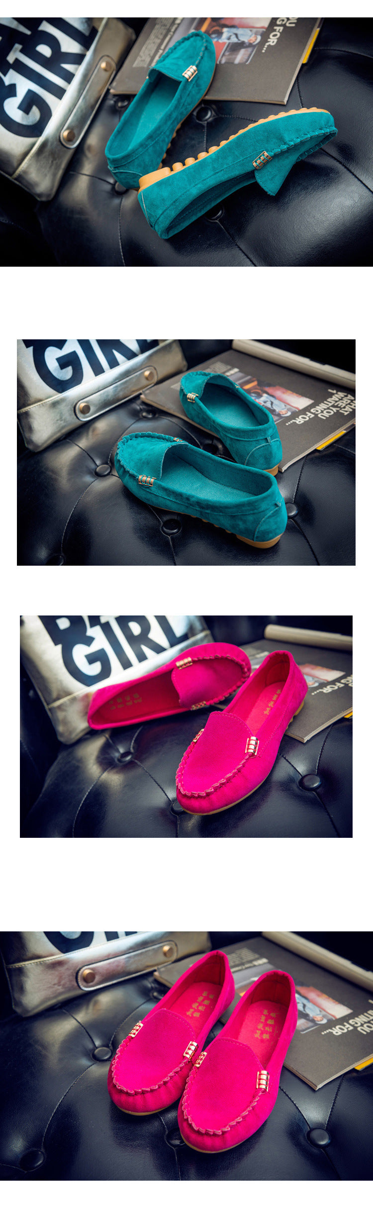 Women's Round-Toe Slip-On Flats | PU Leather Casual Pea Shoes