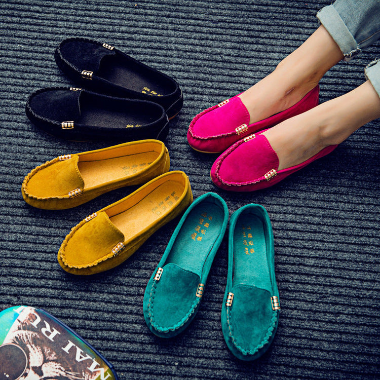 Women's Round-Toe Slip-On Flats | PU Leather Casual Pea Shoes