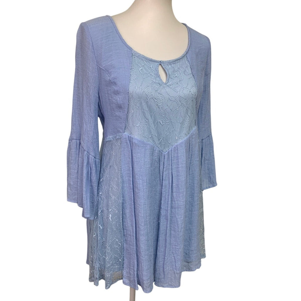 Altar'd State Womens Medium Long Bell Sleeve Keyhole Fit Flare Knee Length Dress