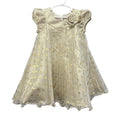 Jessica Ann Girls Size 4 Sleeveless Gold Metallic Polka Dot Pleated Formal Dress