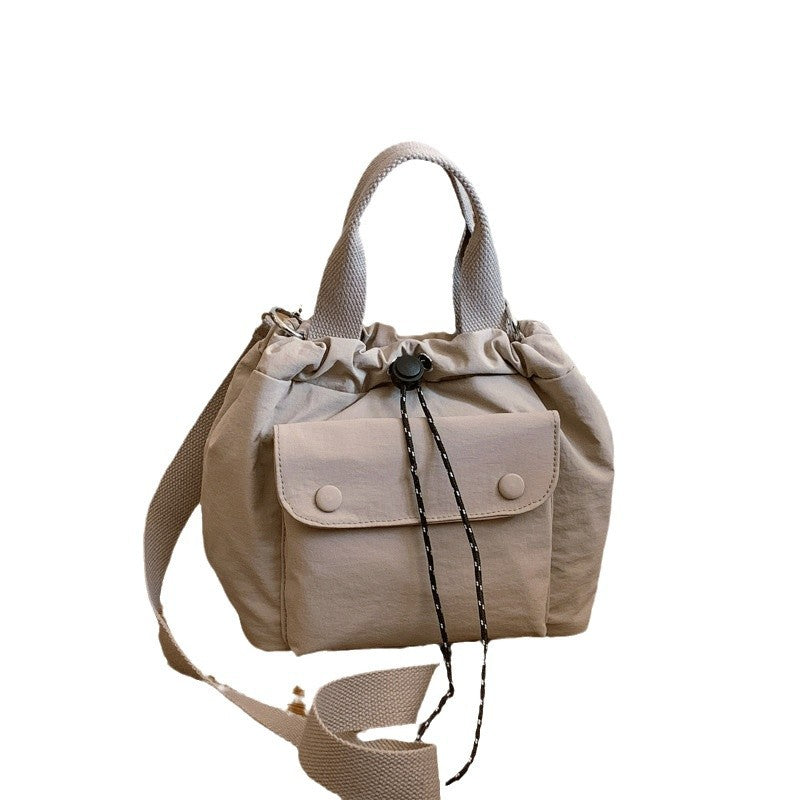 Women's Lightweight Oxford Cloth Shoulder Bag - Versatile Everyday Bucket Bag