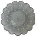 Vintage Cut Pebbled Glass Deviled Egg Serving Platter Plate Holds 15 Eggs