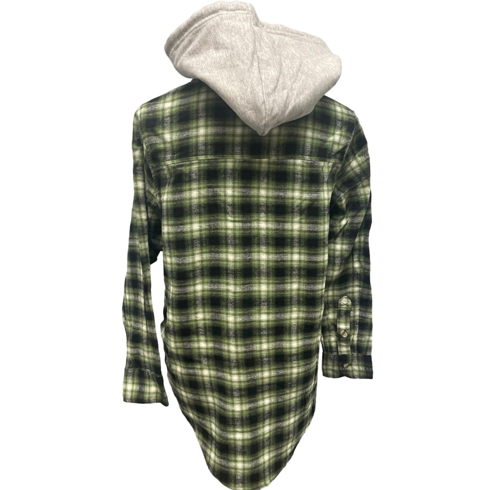 New Time and Tru Womens Medium Long Sleeve Plaid Flannel Cotton Blend Hoodie