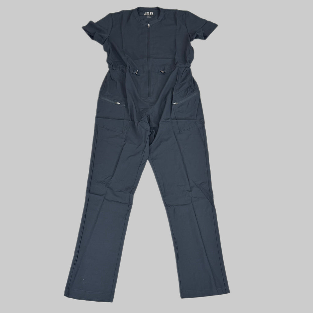 GREEN TOWN 4 Flex Scrubs Jumpsuit Cinch In Waist Women's Sz L Pewter GFX-023AST