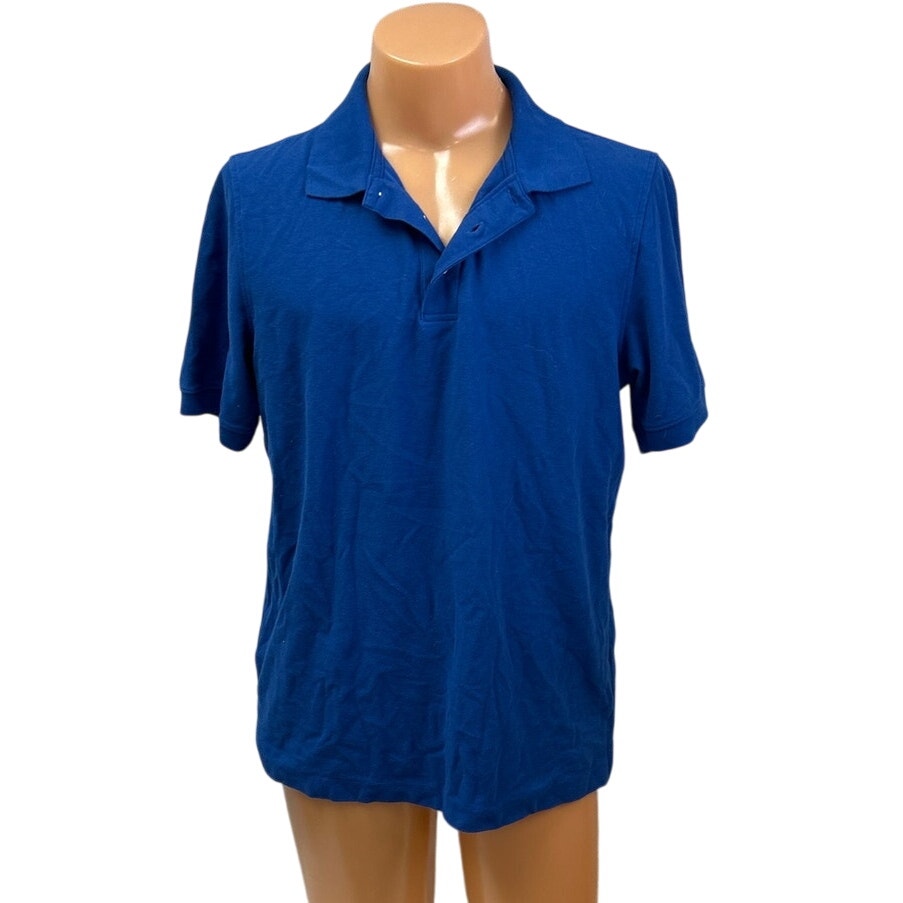 Craft & Barrow Mens Large Blue PolyCotton Short Sleeve Collared Polo Shirt