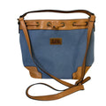 Lee Womens Blue Denim Fabric Adjustable Strap Crossbody Bucket Tote Handbag