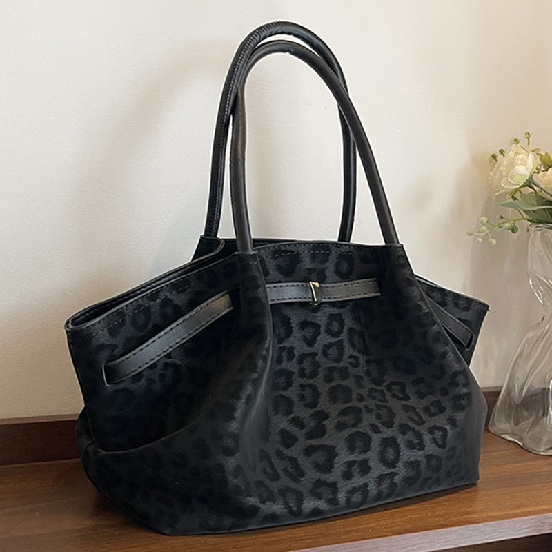 Women's Retro Suede Tote Handbag - Quilted Shoulder Bag with Patchwork Detail