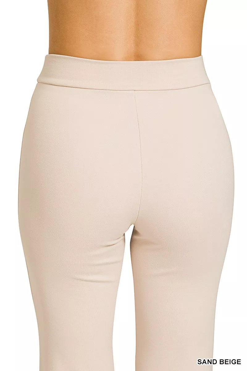 Zenana Heavy Ponte Elastic Waistband Pintuck Pants